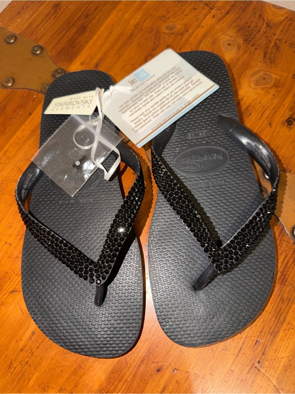 Havaianas original Lori Jack Black Crystal-Strap Flip Flops signed